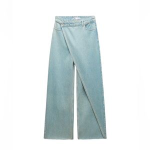 WIDE LEG WRAP WAIST JEANS